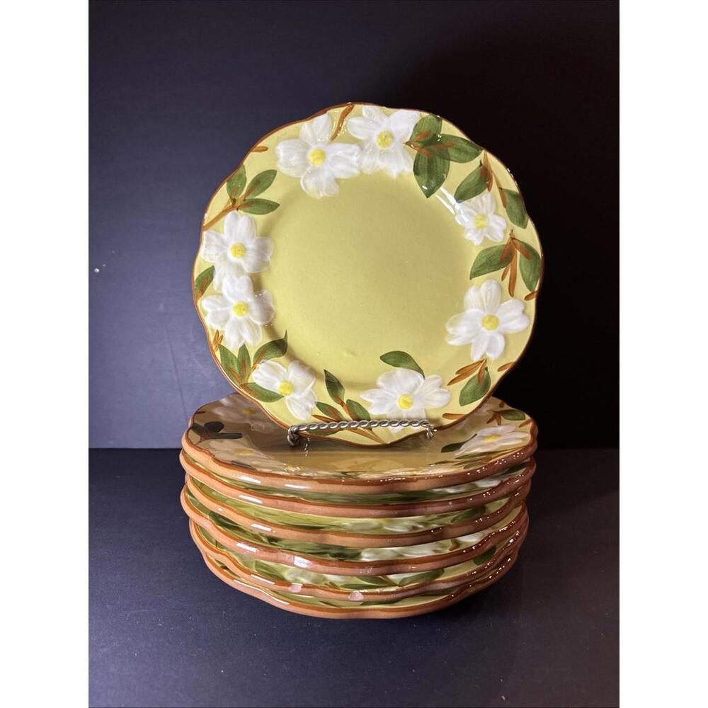 Vintage Lot Of 7 Stangl Pottery White Dogwood 10” Plates Manufacturer Defects